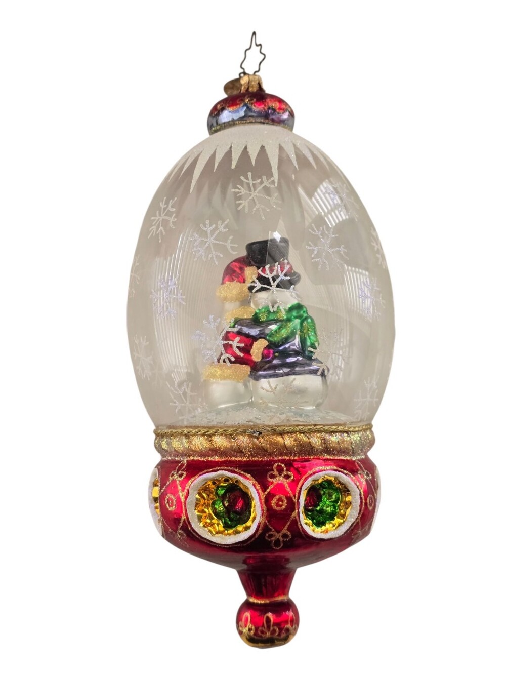 Christopher Radko “Sweethearts in the Snow” 7.5” Glass Christmas Ornament Snow G - Picture 2 of 5